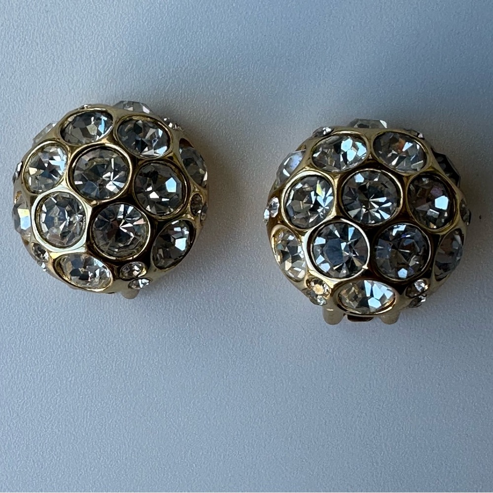 Authentic VTG Christian Dior Earrings Crystal Clip On Earrings - Picture 6 of 7